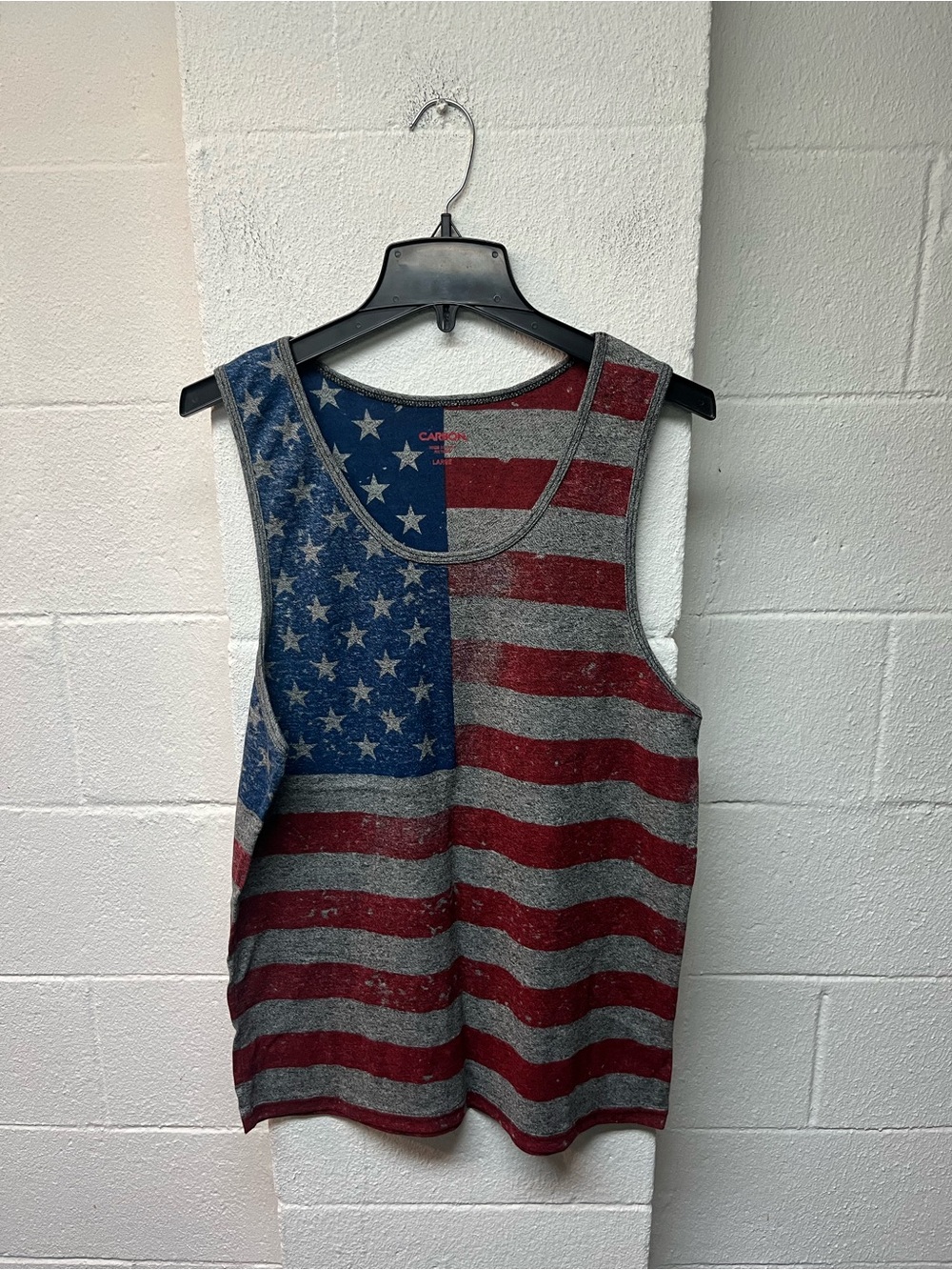 Carbon Women's American Flag Tank Top - Red, Blue, Gray